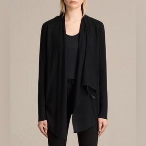 Allsaints Drina 100% Merino Wool Draped Cardigan Womens Size Small